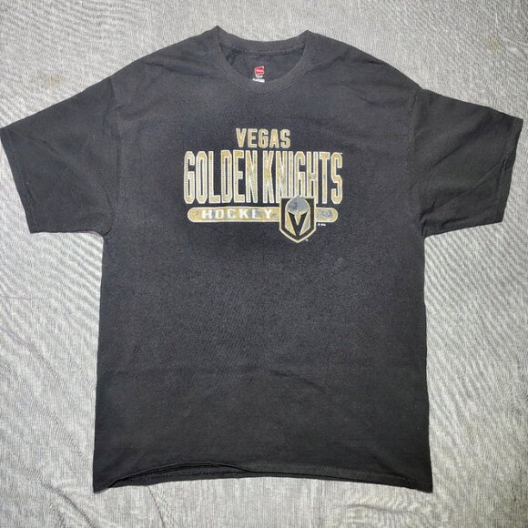 Hanes Other - Vegas‎ Golden Nights Hockey T-Shirt Black Gold Size 2XL Cotton Crewneck Sports